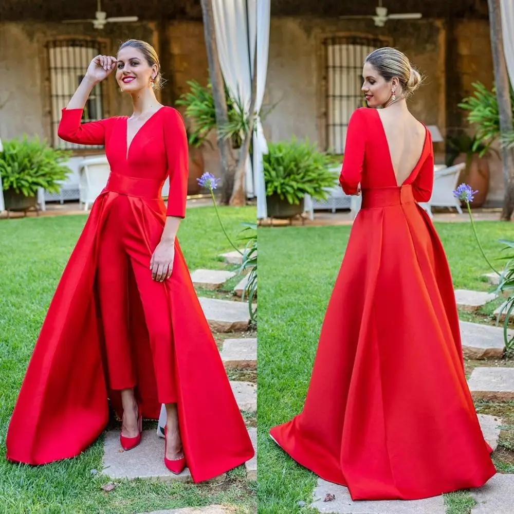 red prom jumpsuit