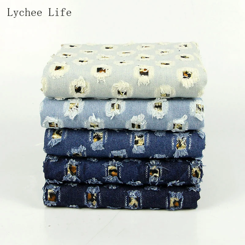 A4 синий цвет отверстие стиральная джинсовая ткань реконструкция джинсовая домашняя Текстура DIY швейная ткань