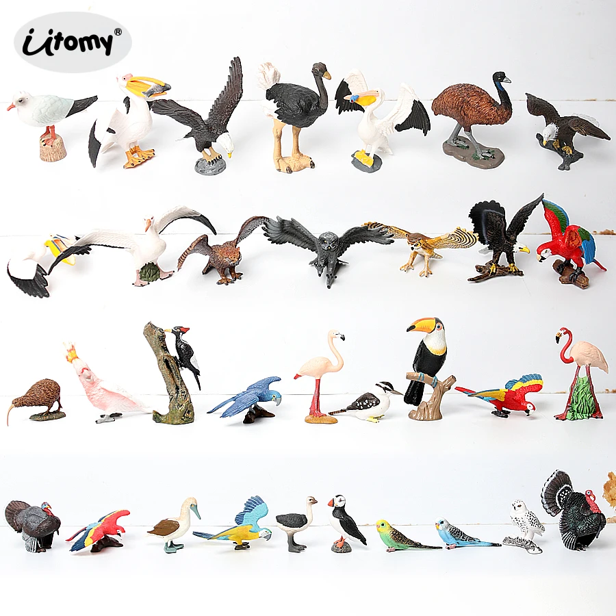Wild Birds Animals Turkey Macaw Owl Eagles Ostrich Pelican Figurines Toy Animal Action Figure 1