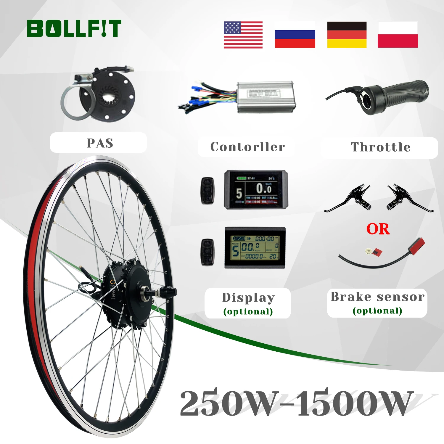 Kit Bicicletta Elettrica 48V1500W 1000W 750W 36V500W Mozzo Motore Ruota E Bici Kit Di Conversione Ebike Per Kit Bici Bicicleta Electrica