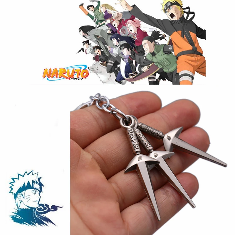 Аниме Итачи Учиха из “Наруто” Косплэй аксессуары Konoha сюрикен Kunai кулон-оружие металический брелок для ключей с кольцом для ключей 3 шт./компл. Опора игрушки - Цвет: Keychain