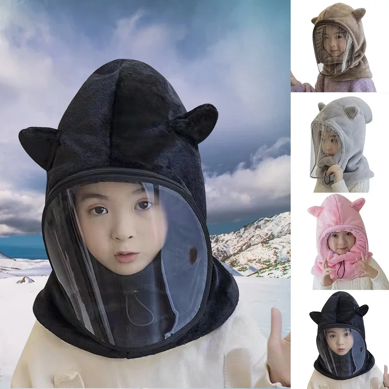 New Fashion Warm Hats Winter Children Beanies Plus Velvet Winter Hats For Women Men Hat With Glasses Cap