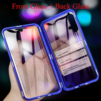 

360° Front And Rear Glass Metal Magnetic Adsorption Protective Case For Huawei Nova 5 5i Pro 3E 4E 3i 3 Mobile Phone Case Cover