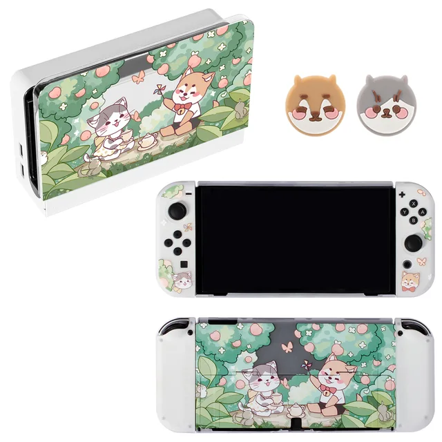 For Nintendo Switch OLED Cute Cartoon Anime Case Joy Con Controller Shell Kawaii Pink Soft Silicone Protective Cover Accessories M