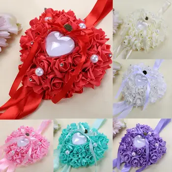

BLUELANS Rose Heart Rhinestone Inlaid Finger Rings Ear Stud Holder Storage Box Container craft organizer короб для украшений