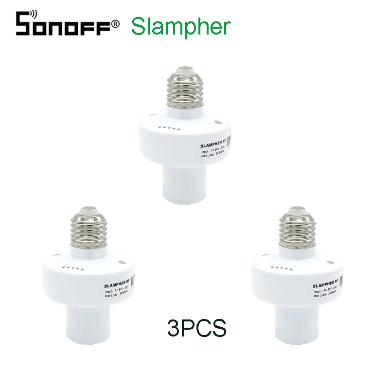 Sonoff Slampher 3pcs Sonoff Slampher RF 433 МГц Wifi умный светильник, держатель E27, Универсальный WiFi светильник, лампочка, держатель, поддерживает радиочастотный приемник для умного дома - Комплект: Sonoff Slampher 3pcs