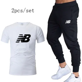 

Men's shirt Tracksuit Two Pieces sets Men Casual Fitness Sport Suit Short sleeve t shirt+trousers Men's Casual Sportswear suits