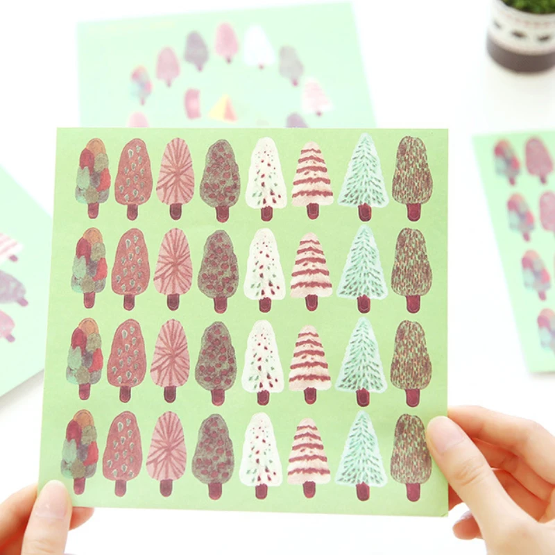 

4 pcs/pack New Norway Forest Tree and Bear Design Scrapbook Adhesive Sticker Bullet Journal Stickers Stationery
