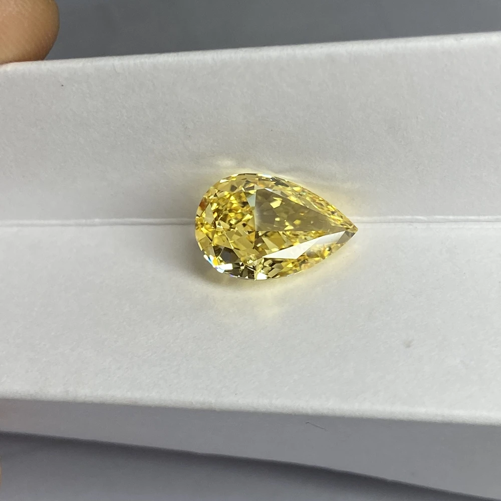 Meisidian 6A 9x13.5mm 5 CTS Pear Drop Shape Cubic Zirconia Vivid Yellow Diamond Stone
