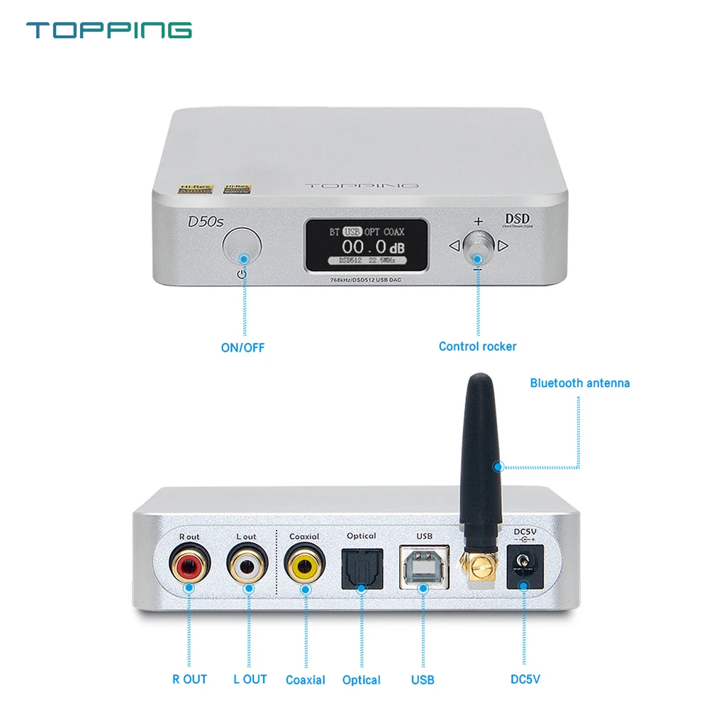  Amplificador de Audio DAC USB Hifi superior D50S D50 ES9038Q2M XMOS XU208 decodificador Bluetooth A