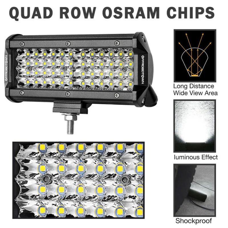 7 дюймов Автомобильная точечная Светодиодная рабочая лампа 144 Вт 48 Светодиодный четырехрядный инженерный рабочий светильник бар точечный луч лампа внедорожный 6000K рабочий светильник