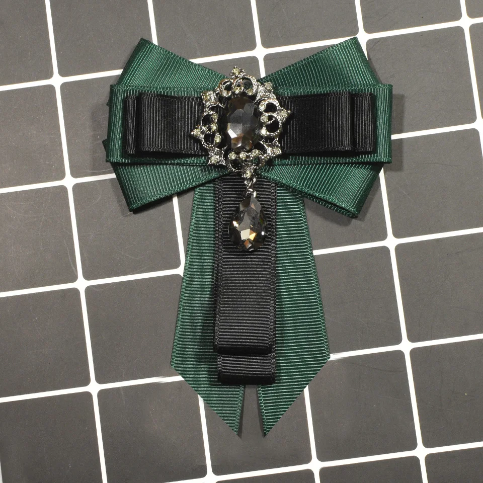 Лента лук брошь ювелирные изделия роскошные ткани галстук-бабочка заколки кристаллы и броши на одежду аксессуары Нагрудный значок Подарки для женщин - Окраска металла: Green