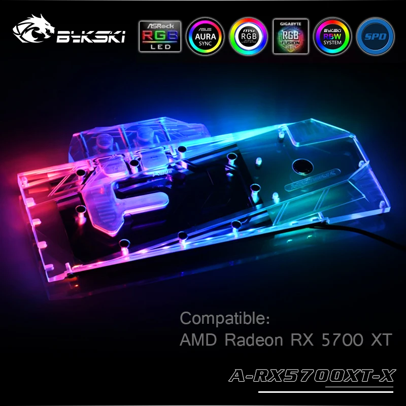 Preise Bykski Wasser Block verwenden für RX 5700 5700XT AMD GPU Karte Volle Abdeckung Kupfer Kühler Block 3PIN 5V A RGB 4PIN 12V RGB