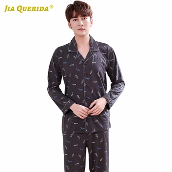 

Long Sleeve Long Pants Sleepwear Fashion Style Casual Style Pajamas Set Pj Set Turn Down Collar Man Pijama Set Spring Autumn