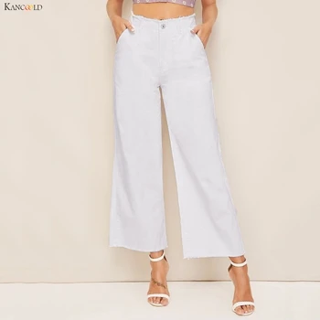

KANCOOLD pants Women Flare High Waist Denim Jeans Button Drawstring Waist Bell Bottom Loose fashion new jeans woman 2019Oct7