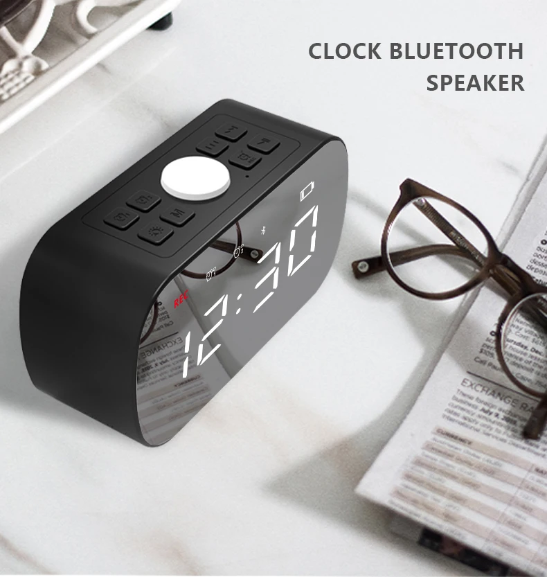 

J19 Fashion Wireless Bluetooth Speaker Portable Bedroom Bedside Mini Subwoofer Speaker Supports TF Card FM Radio LED Alarm Clock