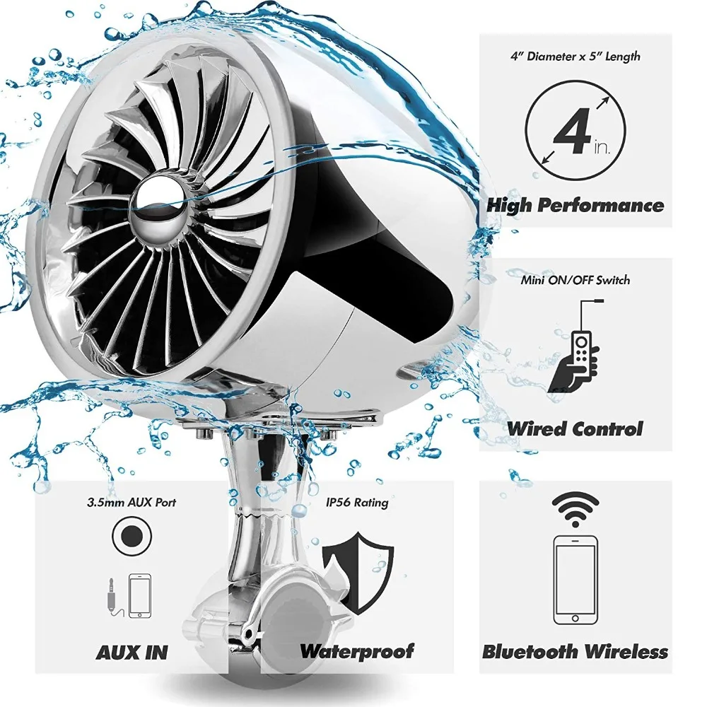 Bluetooth динамик Aileap SPK350S 4 дюйма 300 Вт водонепроницаемый|Аудио для мотоцикла| |