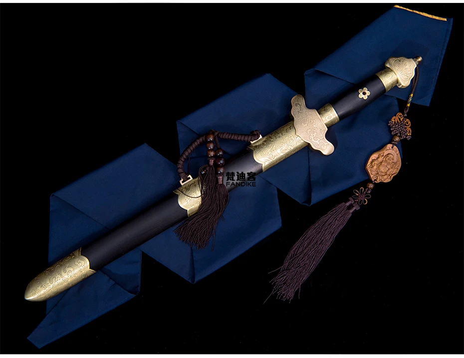 Handmade folded steel short straight chinese sword Manual copper clad Carving Eight sides sword sharp knife