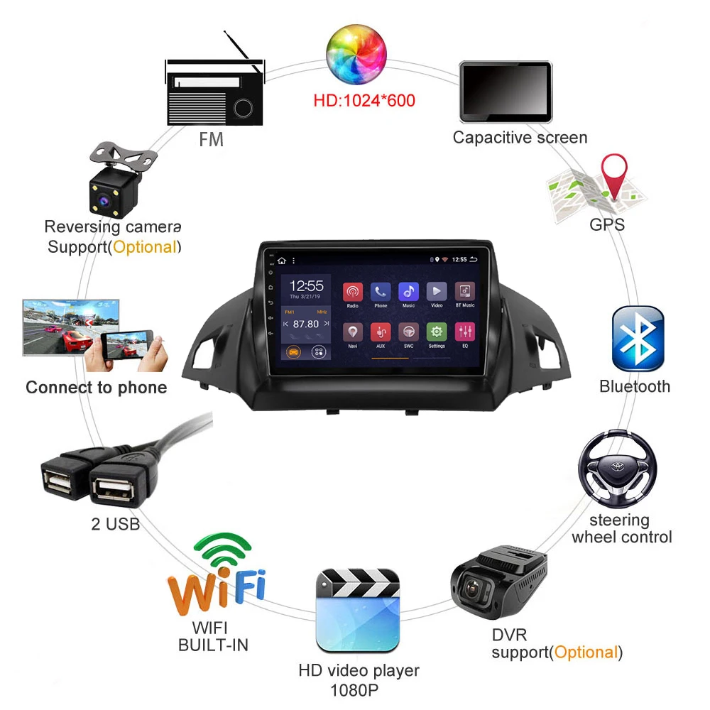 Автомобильный мультимедийный плеер 9 дюймов 2 din Android 10 RDS DSP Wi Fi GPS навигация для Ford