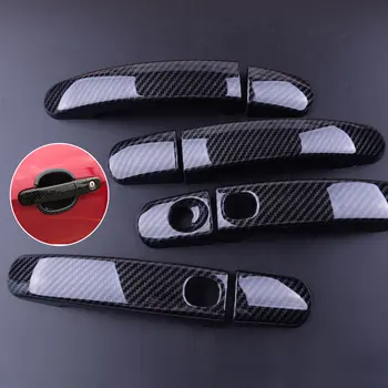 

beler ABS Carbon Fiber Texture Smart Keyless Door Handle Bezel Covers Trim Decor 3 Hole fit for Ford Focus 2012-2016 2017 2018