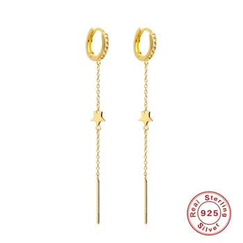 

Aide 925 Sterling Silver Drop Earrings Simple Hollow Star Trend Personality Wild Long Tassel Earring Korean Jewelry Pendientes