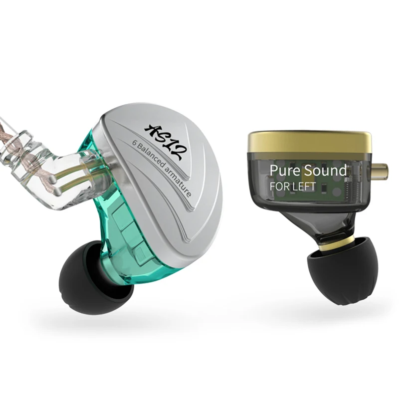 Original KZ AS12 Wired Earphone Perfect Sound Comfortable Wearing Super Compatibility Balanced Armature Earphone 3.5mm Plug