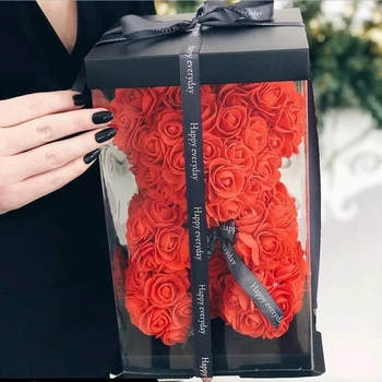 

Classic Luxury Rose Teddy Bear 40cm 25cm Valentines day gift love bear handmade flower gifts
