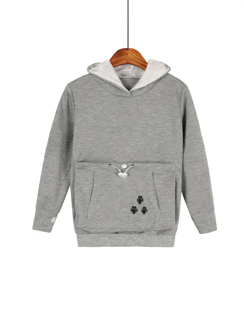 light grey Kids Новая Мода Кенгуру худи для домашних собак Топы кошка держатель носитель большой карман Толстовка Топ пуловер верхняя одежда осень женские - Цвет: light grey Kids