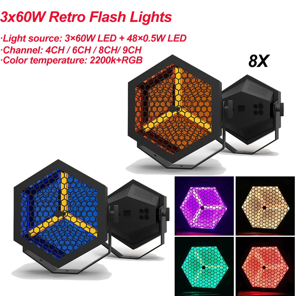 

8Pcs/Lot 210W LED Retro Flash Light RGB Color Lighting Strobe DMX For Atmosphere of Disco DJ Music Party Club Dance Floor Bar