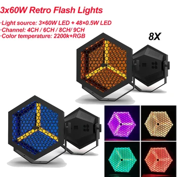 

8Pcs/Lot 210W LED Retro Flash Light RGB Color Lighting Strobe DMX For Atmosphere of Disco DJ Music Party Club Dance Floor Bar