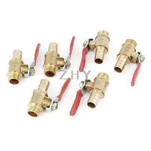6 шт. латунный шаровой клапан 10 мм шлангов x 1/4PT мужской резьбовой фитинг