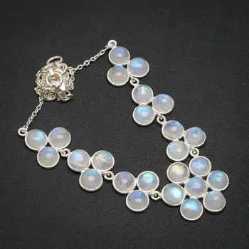 

Natural Rainbow Moonstone Handmade Unique 925 Sterling Silver Necklace 17.75+1.25" A3135