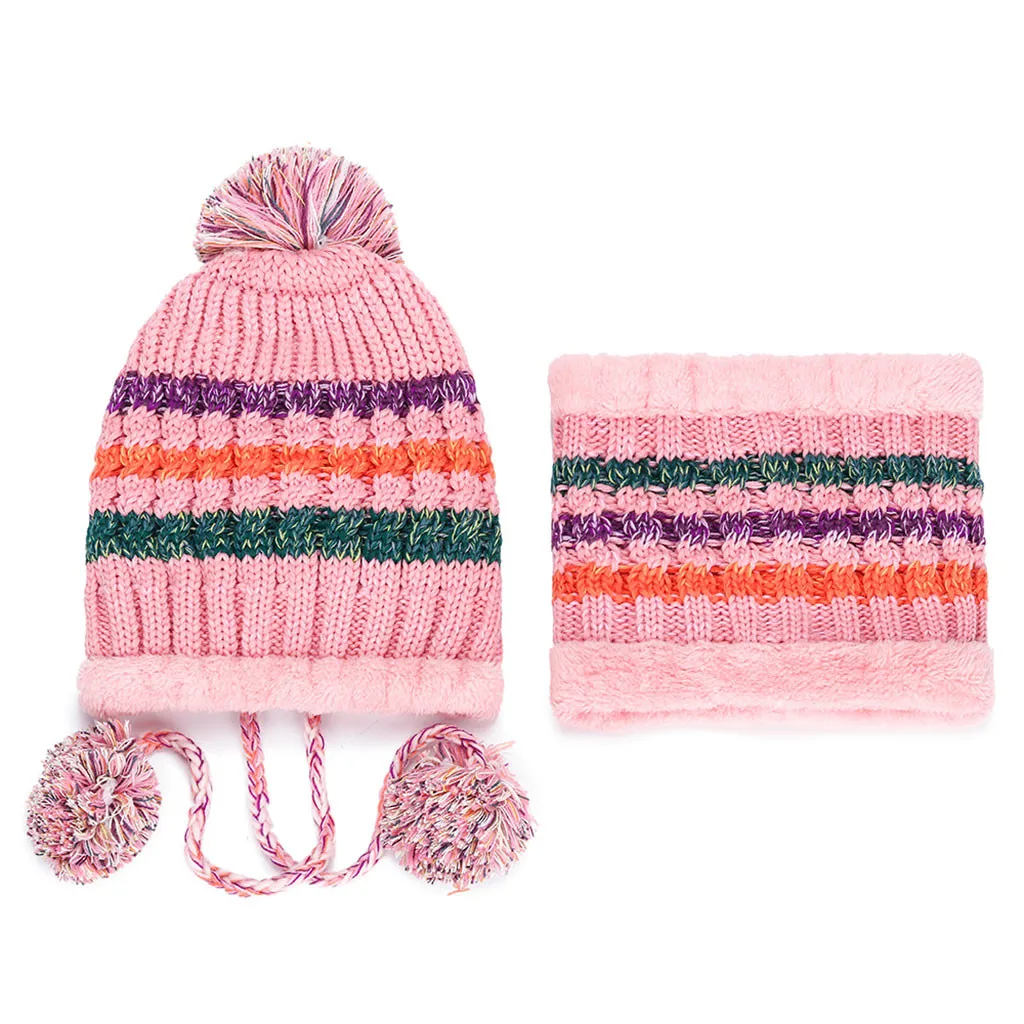 Ladies Knitted Beanie Hat Women Beanie Hat With Scarf Warm Plus Thicken Scarf And Hat Knit Windproof Cap Scarf Set Gh4