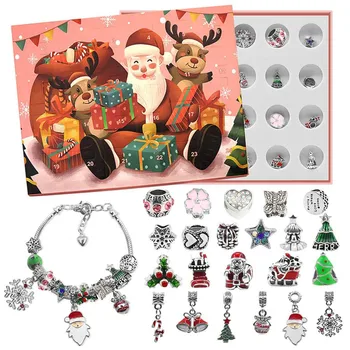 

Bracelet Advent Calendar for Girls 2020 Christmas, DIY Beads Charms of 2 Bracelet, 24 Days Countdown to Christmas Holiday, Xmas