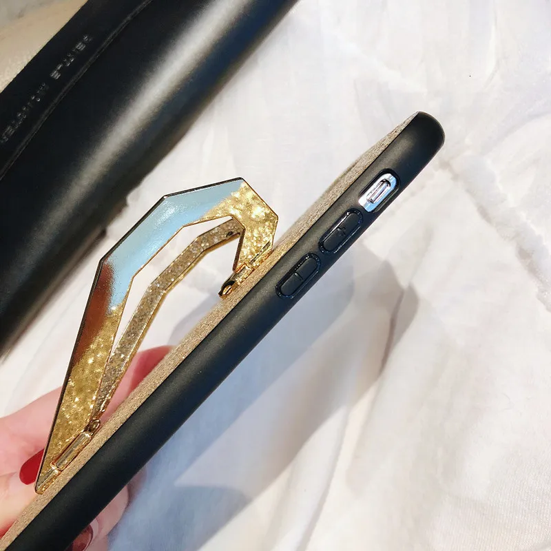 Роскошный кожаный блестящий чехол для телефона с сердечком для iPhone 11 Pro XS MAX XR X 7 8 Plus, сплошной цвет, напульсник, задняя крышка