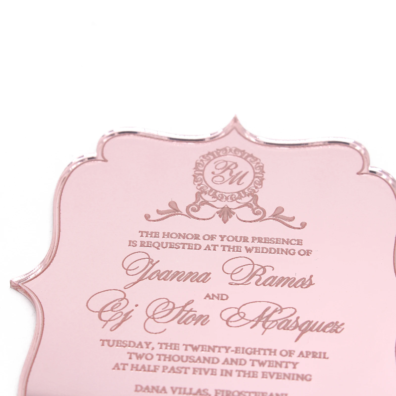 10 Pcs Personalized Rose gold Mirror Acrylic Invitations Wedding Cards Customized Birthday Engageme - 4000580265731