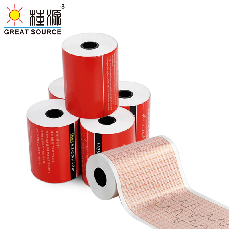 MQQ 80mm Medical Electrocardiogram Recording Paper 3 Leads 60g Pulp Paper 20meters(10Rolls)