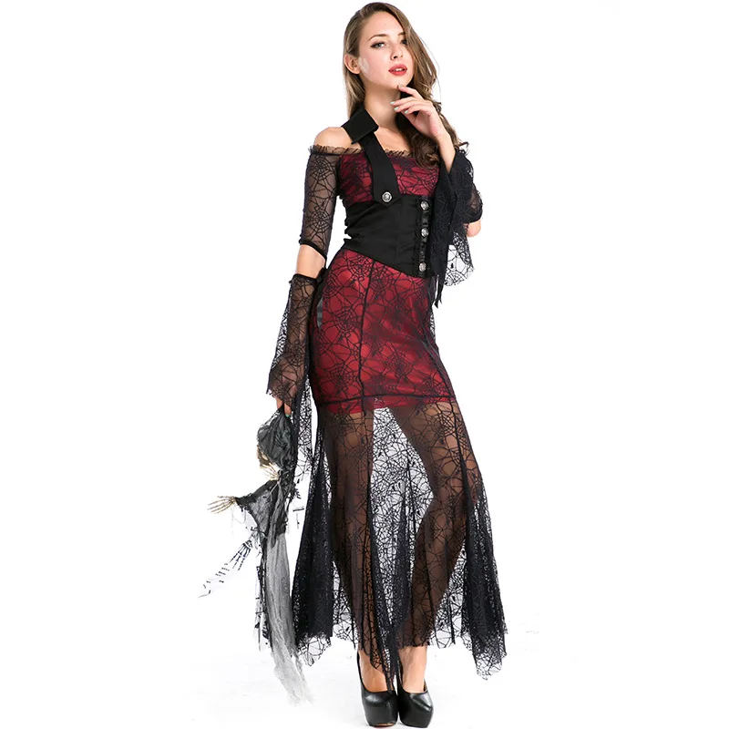 Хэллоуин викторианский костюм Женщины готический страшный костюм невесты вампира День мертвых вечерние демон дьявол зомби, ведьма косплей платье