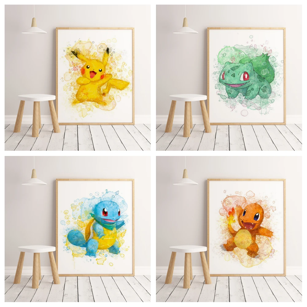 Pokemon Color Painting Wall Art Canvas Poster