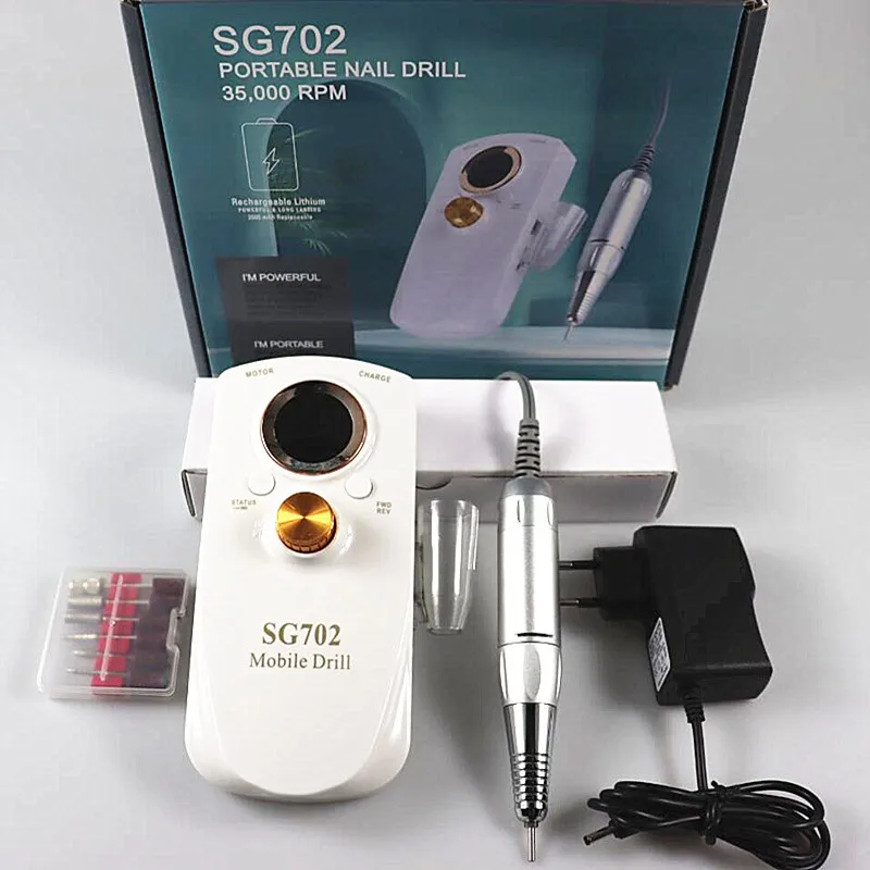 2022 Portable Rechargeable Nail Drill Machine 35000RPM Manicure Machine Electric Nail File Nail Art Tools Set for Nail Drill bit 2