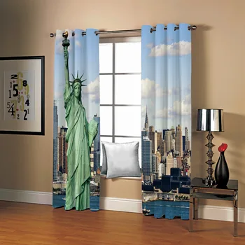 

SOFTBATF Statue of Liberty Printing Curtain Blackout Curtains Fabric Drapes Window Curtains For living Room Bedroom Dropshipping