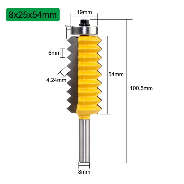 8mm Shank Finger Joint Glue Milling Cutter Raised panel V joint Router Bits for Wood Tenon Woodwork Cone Tenoning Bit C08-247 8x54mm