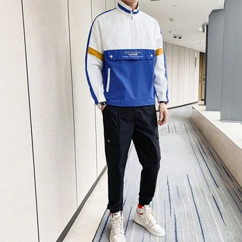 

Autumn Winter Men Sweatshirt Stand collar Hedging Jacket Male Two pieces Tide Men's Leisure Outfit Pullover Sweatshirts+pants