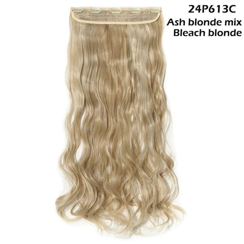24P613 S-noilite, 47 цветов, 24 дюйма, длинные волнистые женские волосы на заколках, цельные синтетические волосы для наращивания, черный, коричневый, накладные волосы на заколках для женщин - Цвет: 24P613