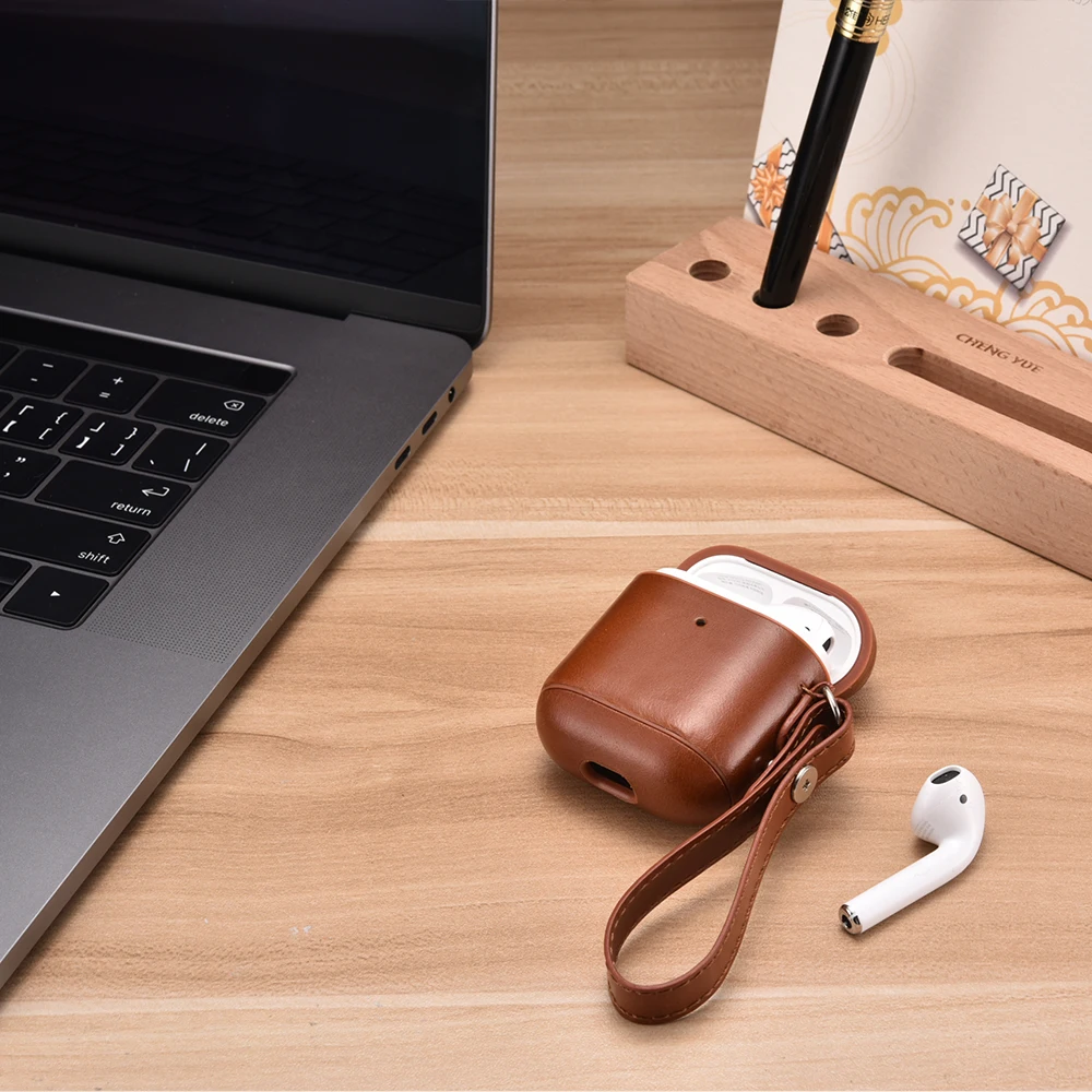 genuíno couro de vaca caso plástico capa para airpods pro luxo retro couro caso protetor para airpods