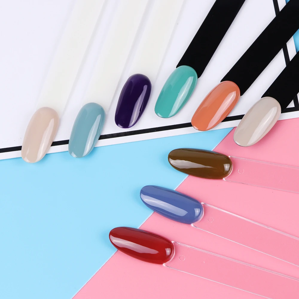 

High Quality 1set False Nails Display Tips Clear Black Natural Color Card Fan Style Full Cover Practice Shows Manicure Tool