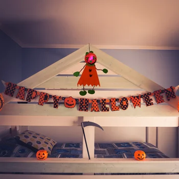 

1 pc Hanging Ghost Decor Halloween Glowing Creative Non-woven Fabric Childen Toy Decoration Pendant for Home Party