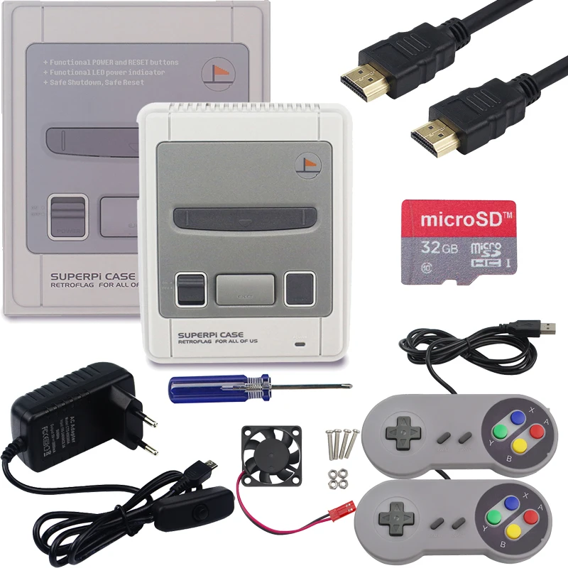 Чехол Retroflag SUPERPi NESPi для Raspberry Pi 3 игровой комплект с проводным USB геймпадом Model B 3B Plus