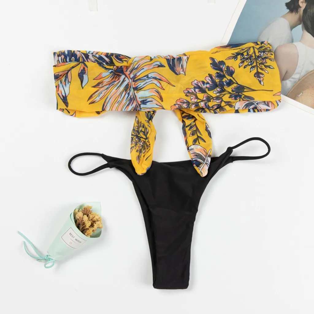JAYCOSIN 2020 New Sexy girls Bikini Push-up Print Swimwear Women Push-up Bra Bikini Set Swimsuit Beach Bathing Swimwear 13#10 