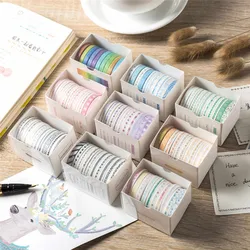 Ruban adhésif Washi, étiquette autocollante arc en ciel, en papier coloré 10 pièces/pk, ruban de masquage, fournitures de bureau, pour bricolage et Scrapbooking 